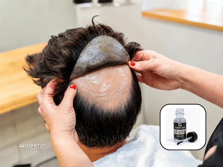 glue based bonding hair patch servicing